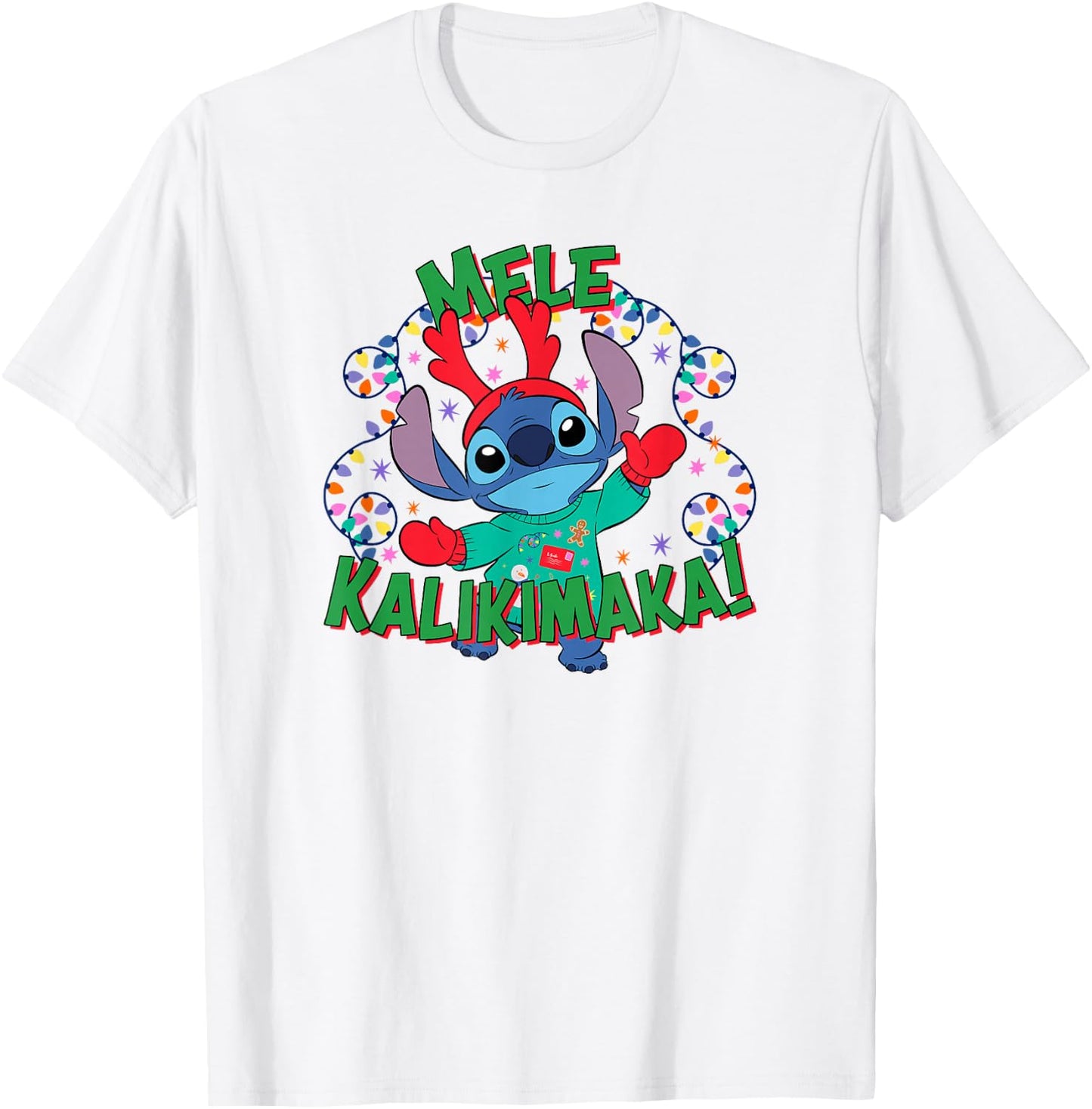 Disney Lilo & Stitch Christmas Mele Kalikimaka! T-Shirt - T-Shirt | White