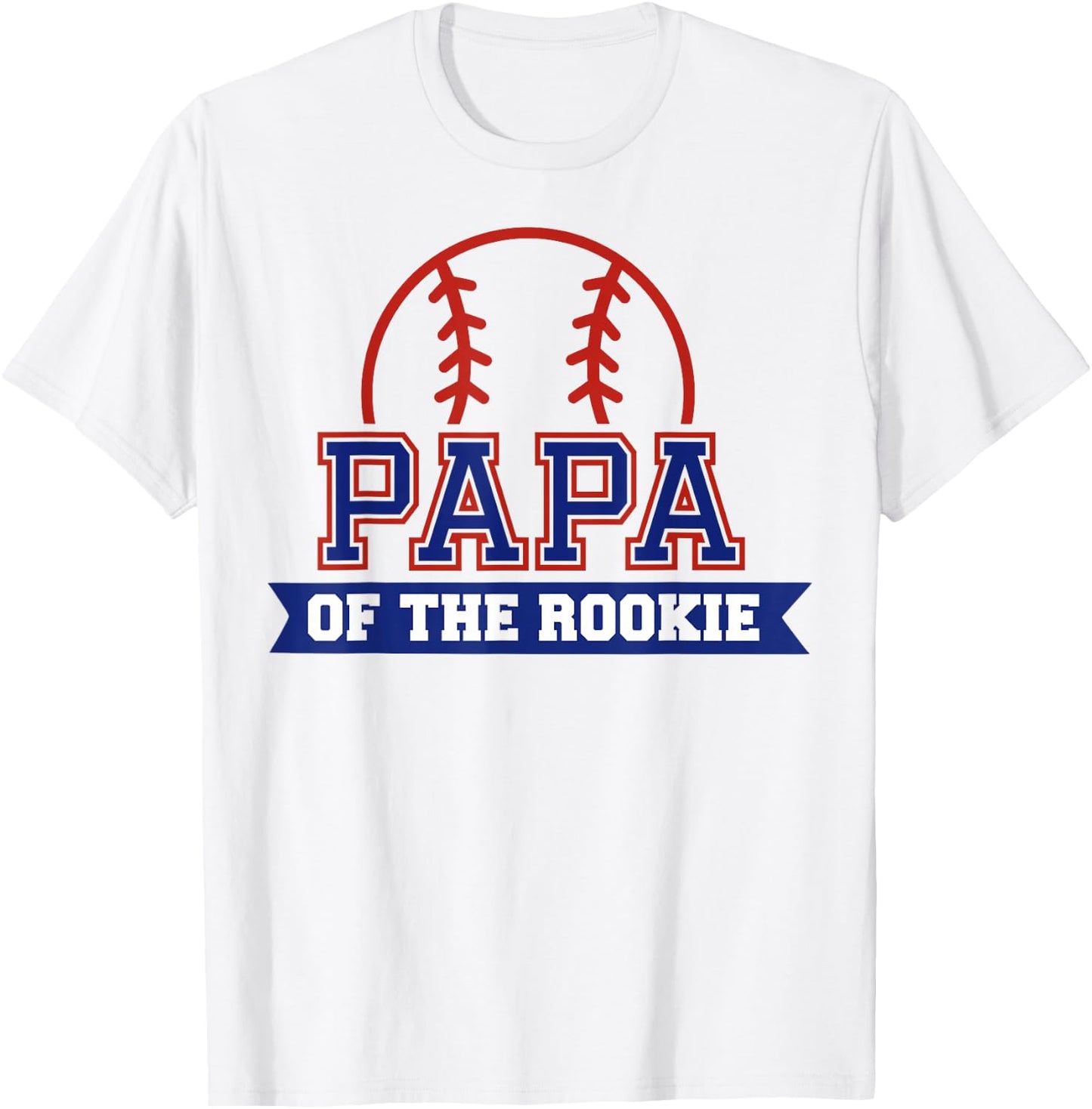 Papa of Rookie 1st Birthday Baseball Theme Matching Party T-Shirt - T-Shirt | White
