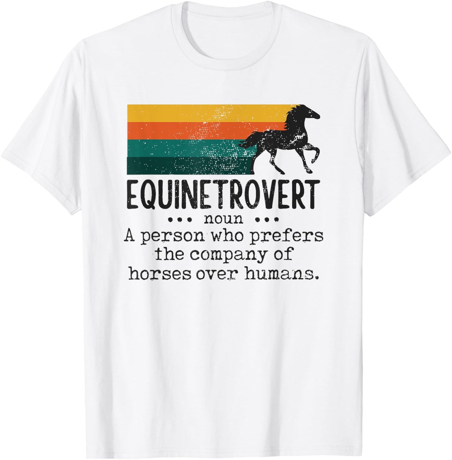 Equinetrovert Funny Horse Equestrian Riding Saying Graphic T-Shirt - T-Shirt | White