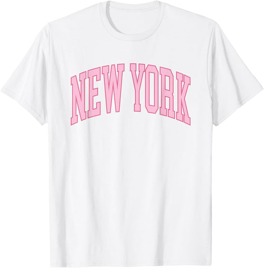 Retro New York Souvenir Pink Preppy Throwback Classic T-Shirt - T-Shirt | White