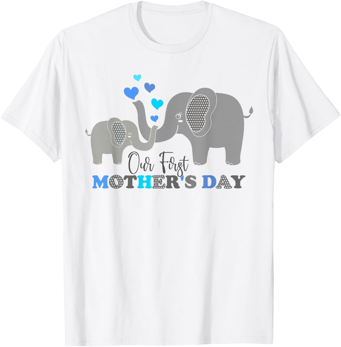 Our First Mother's Day Funny Elephant Son Kids Women Mom Boy T-Shirt - T-Shirt | White