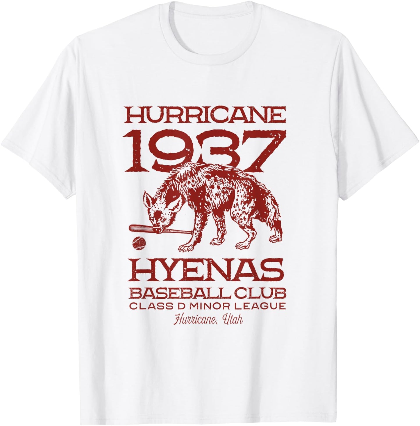 Hurricane Hyenas Minor League Retro Baseball Team T-Shirt - T-Shirt | White