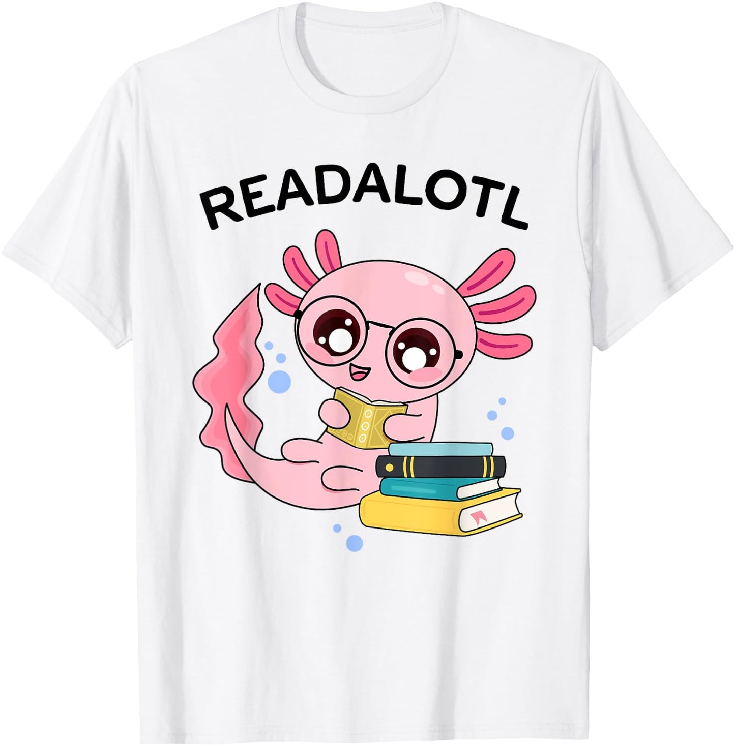 Axolotl Bookworm Book Reading Girls Axolotl Costume T-Shirt - T-Shirt | White