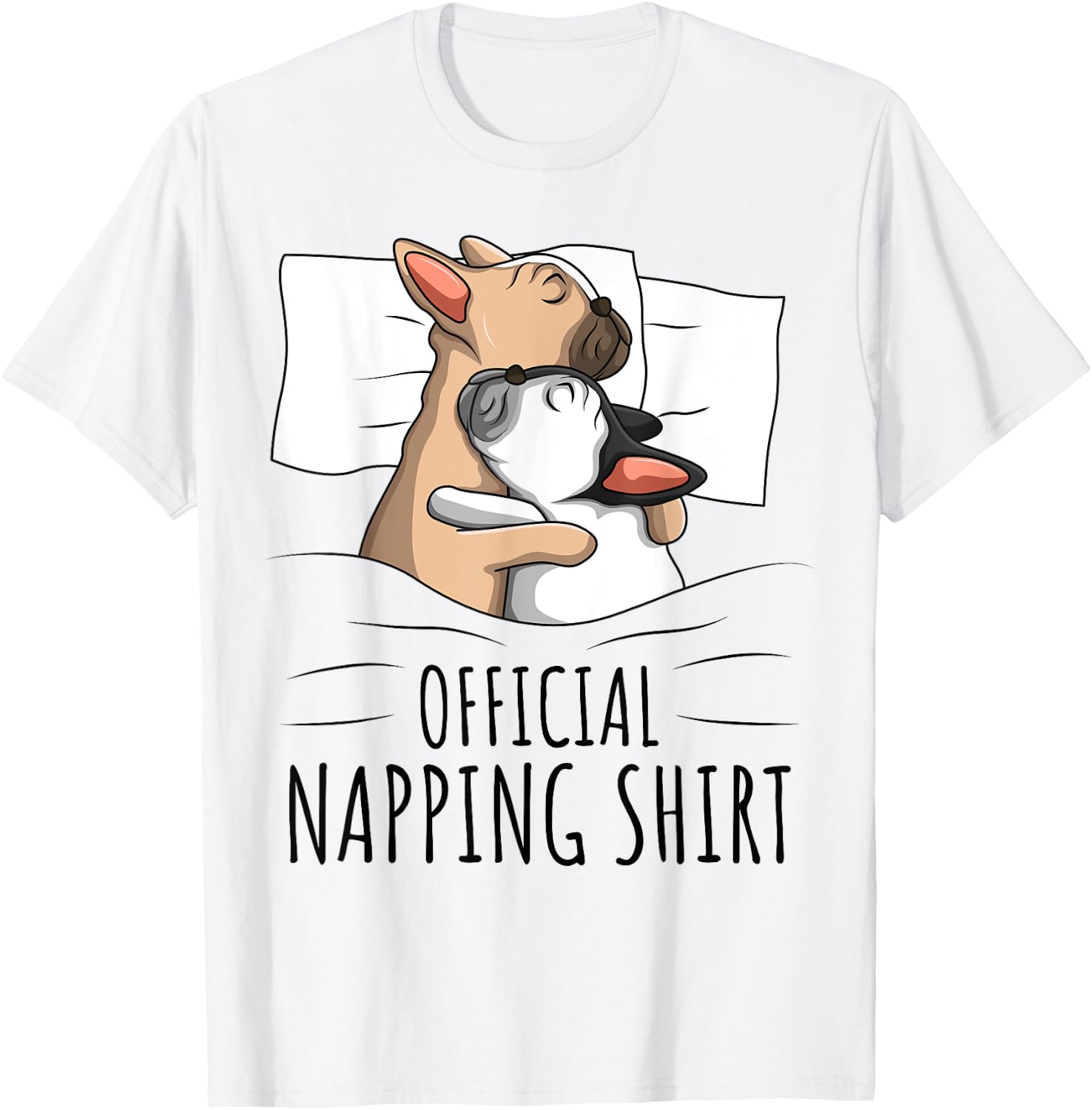 Sleeping French Bulldog Dog Official Napping T-Shirt - T-Shirt | White