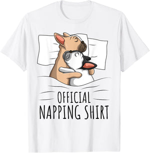 Sleeping French Bulldog Dog Official Napping T-Shirt - T-Shirt | White