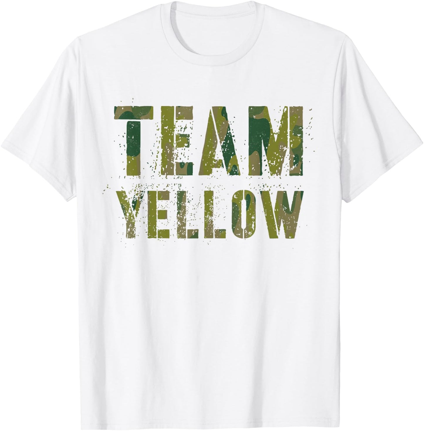 Vintage TEAM YELLOW Camo Crew Summer Camp War Game Squad T-Shirt - T-Shirt | White
