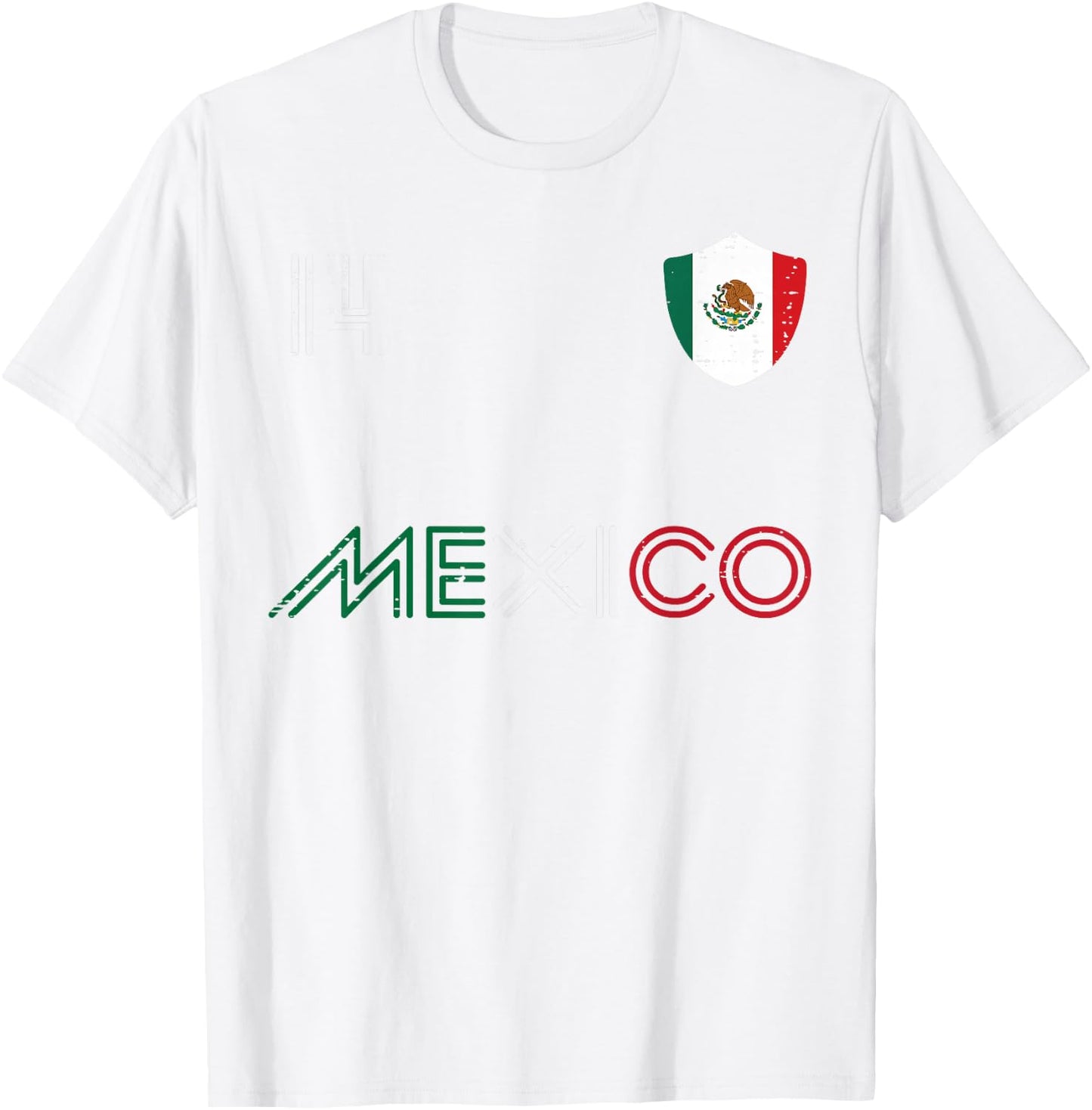 Mexico Flag 14 Mexican Soccer Fan Men Women Boys Girls Kids T-Shirt - T-Shirt | White