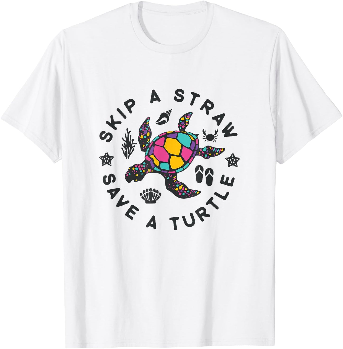 Sea Turtle Rescue Awareness Skip A Straw Save A Turtle T-Shirt - T-Shirt | White