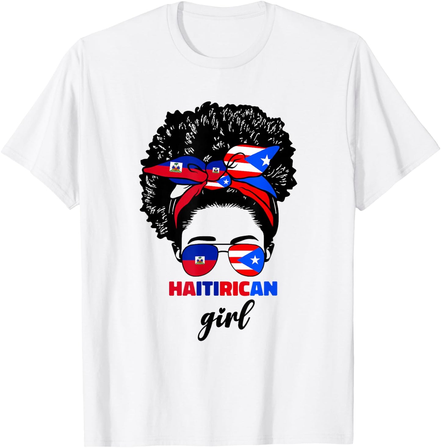 Half Haitian And Puerto Rican Rico Haiti Flag Girl Women Mix T-Shirt - T-Shirt | White