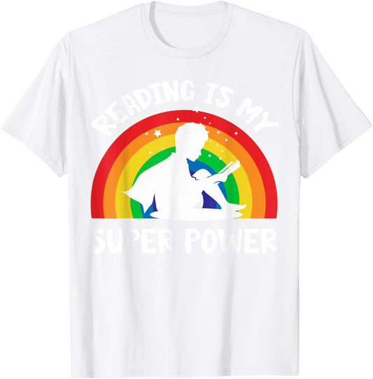 Reading Is My Superpower Book-Shirt Kids Boy Toddler Teacher T-Shirt - T-Shirt | White