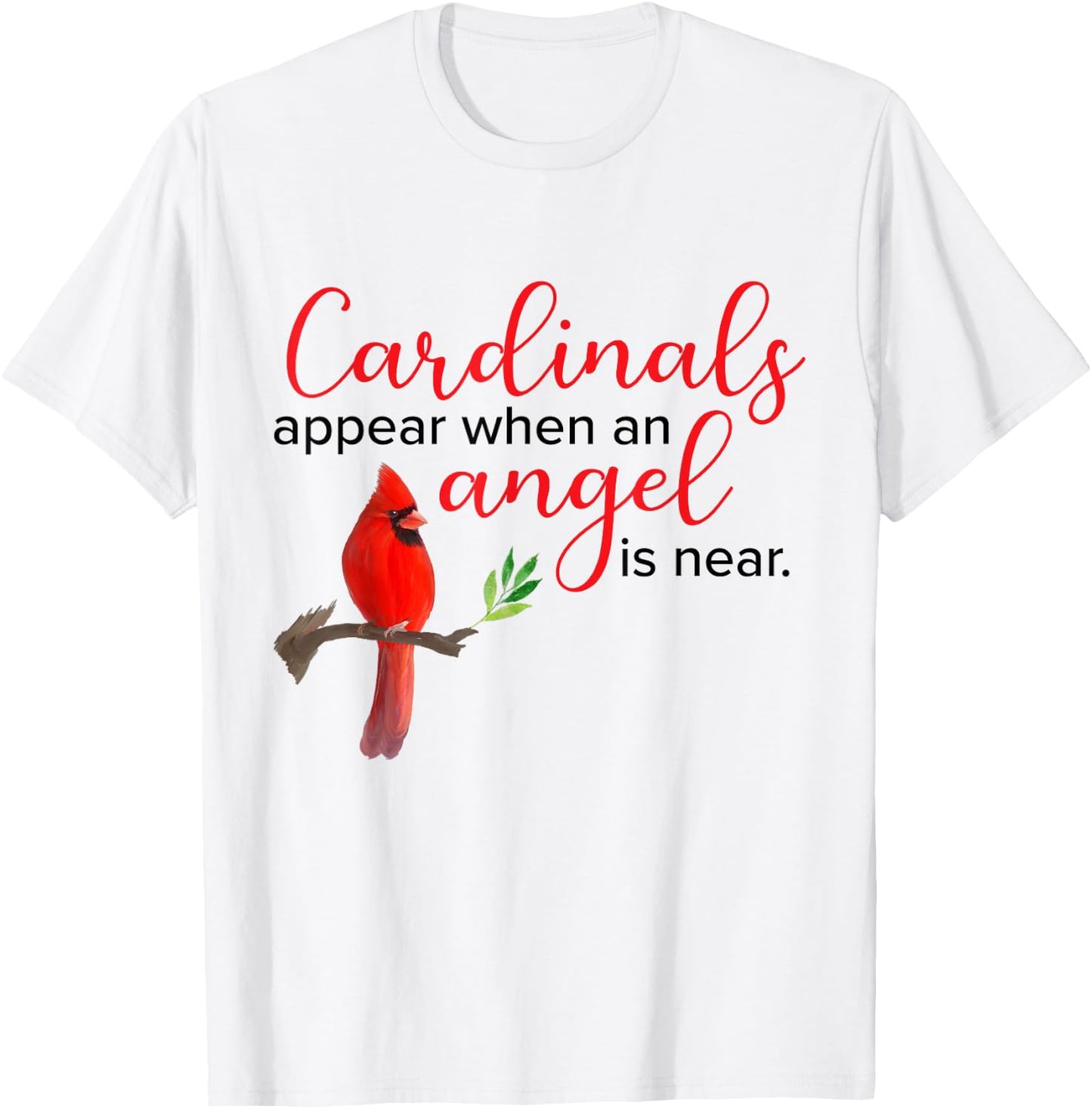 Red Cardinal Bird Angel Memorial Love Design T-Shirt - T-Shirt | White