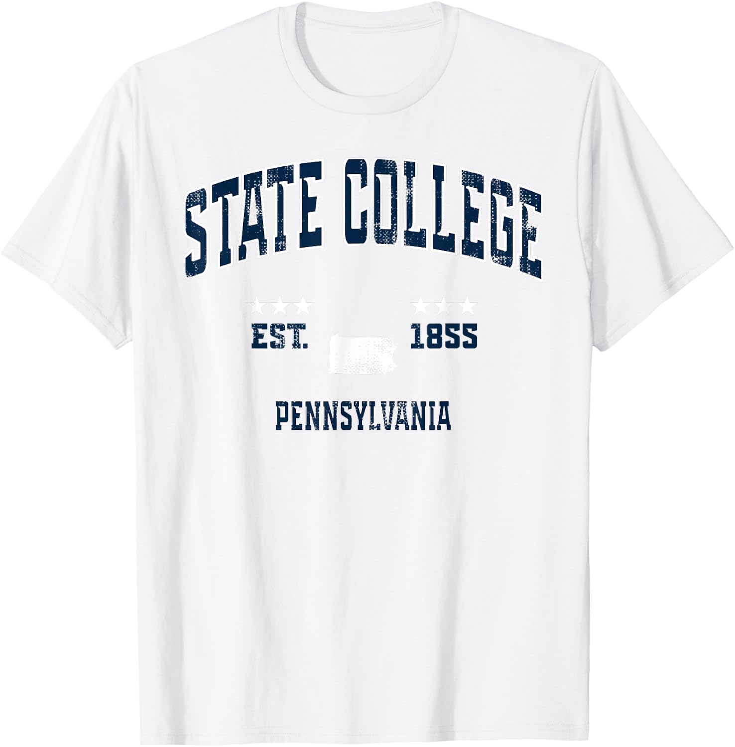 State College Pennsylvania PA Vintage Athletic Navy Sports T-Shirt - T-Shirt | White