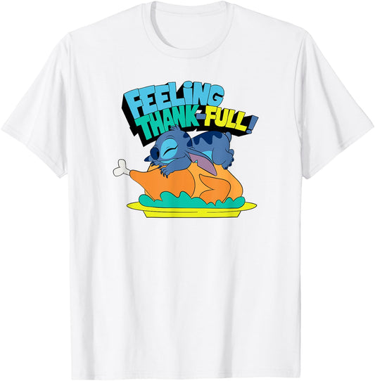 Amazon Essentials Stitch Thanksgiving Turkey Feeling Thank-full T-Shirt - T-Shirt | White