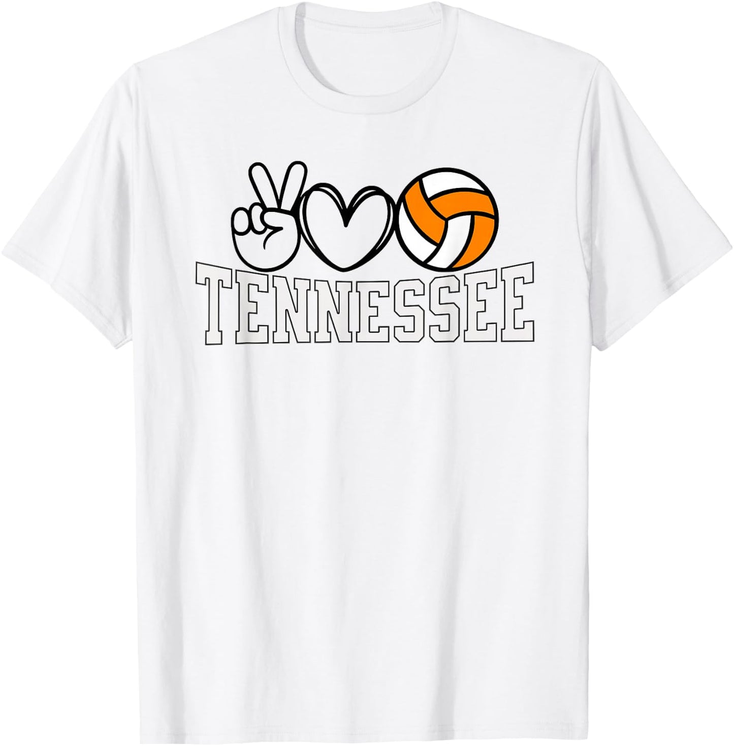 Tennessee Volunteer State Volleyball | Peace Love Volleyball T-Shirt - T-Shirt | White
