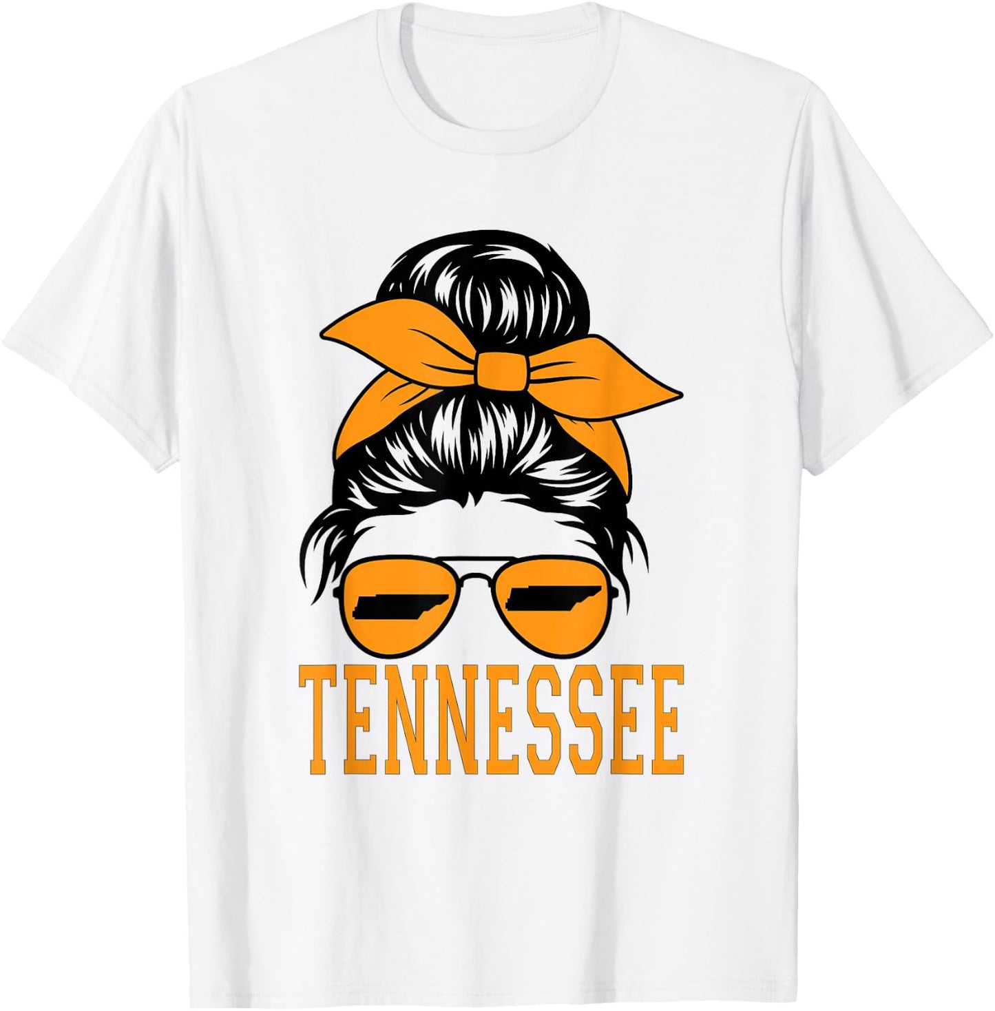 Tennessee State Women Tennessee Game Day Messy Bun TN T-Shirt - T-Shirt | White