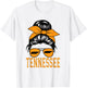 Tennessee State Women Tennessee Game Day Messy Bun TN T-Shirt - T-Shirt | White