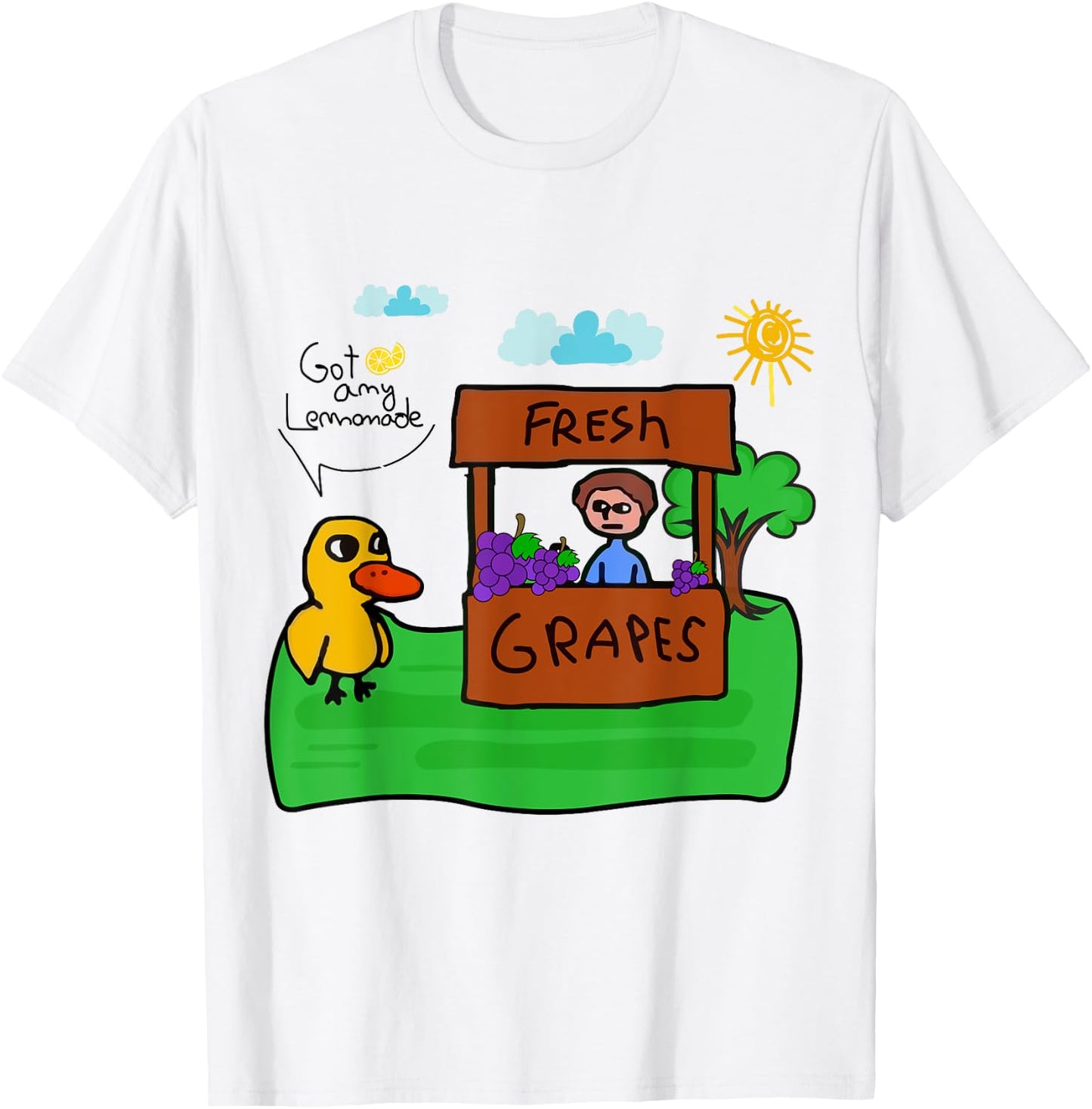 Fresh Grapes Got Any Ice Lemonade Stand, Funny Cute Duck T-Shirt - T-Shirt | White