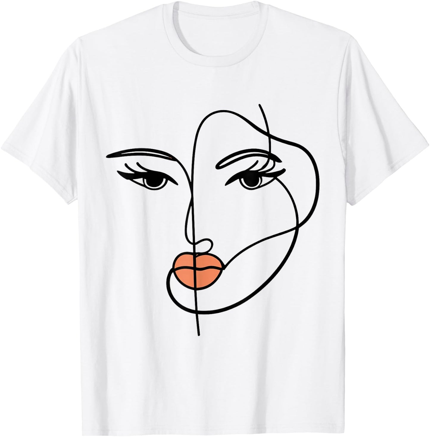 Line Art Girl Face Abstract Art Minimalist One Line Minimal T-Shirt - T-Shirt | White