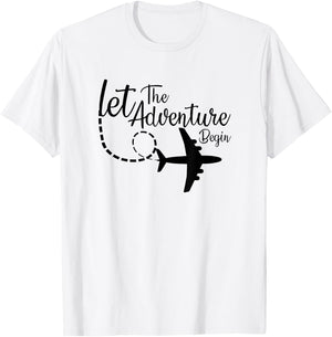 Let The Adventure Begin inspirational Airplane Travel Mode T-Shirt - T-Shirt | White