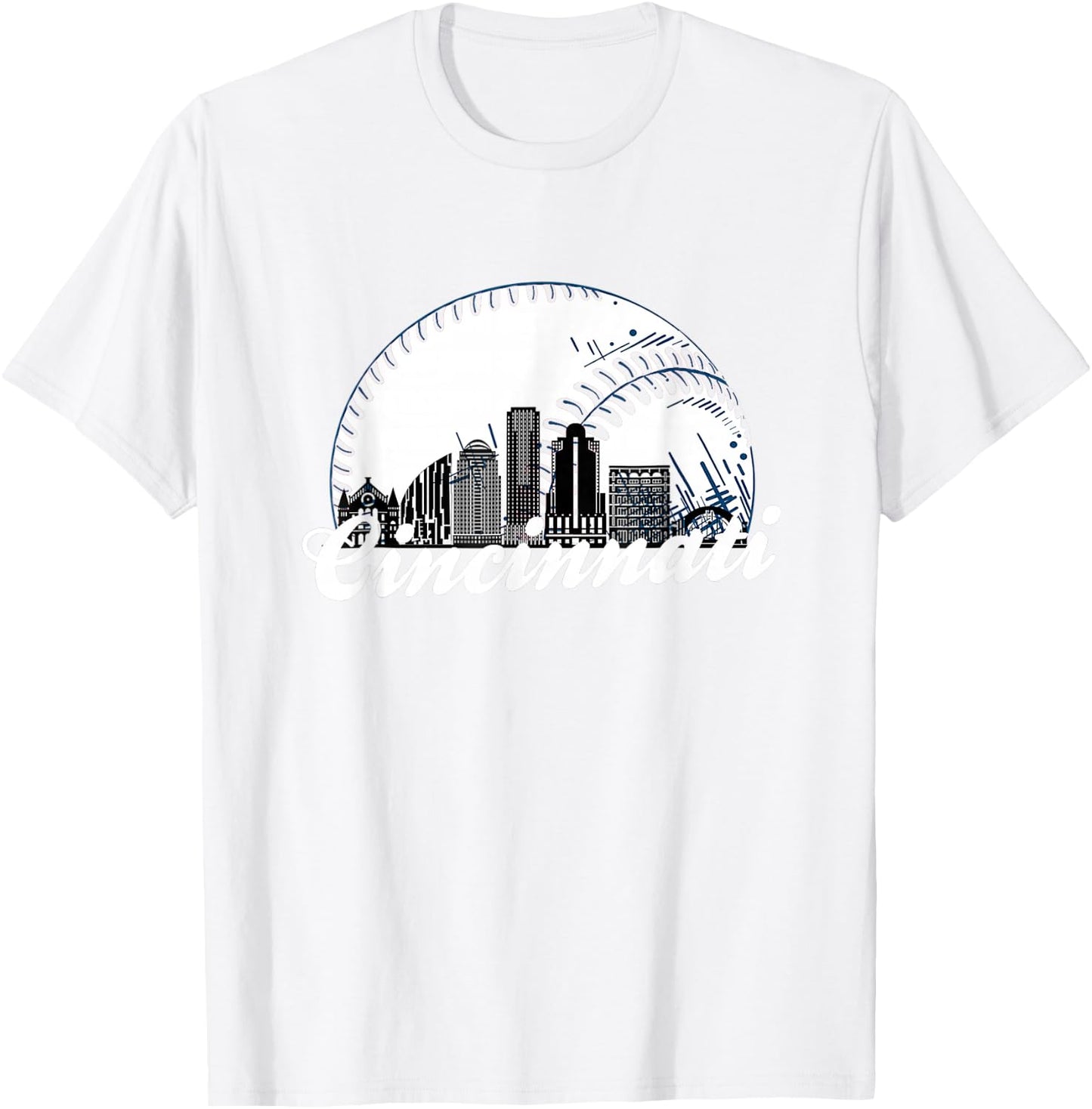 Vintage Cincinnati Skyline City Baseball Met At Gameday T-Shirt - T-Shirt | White