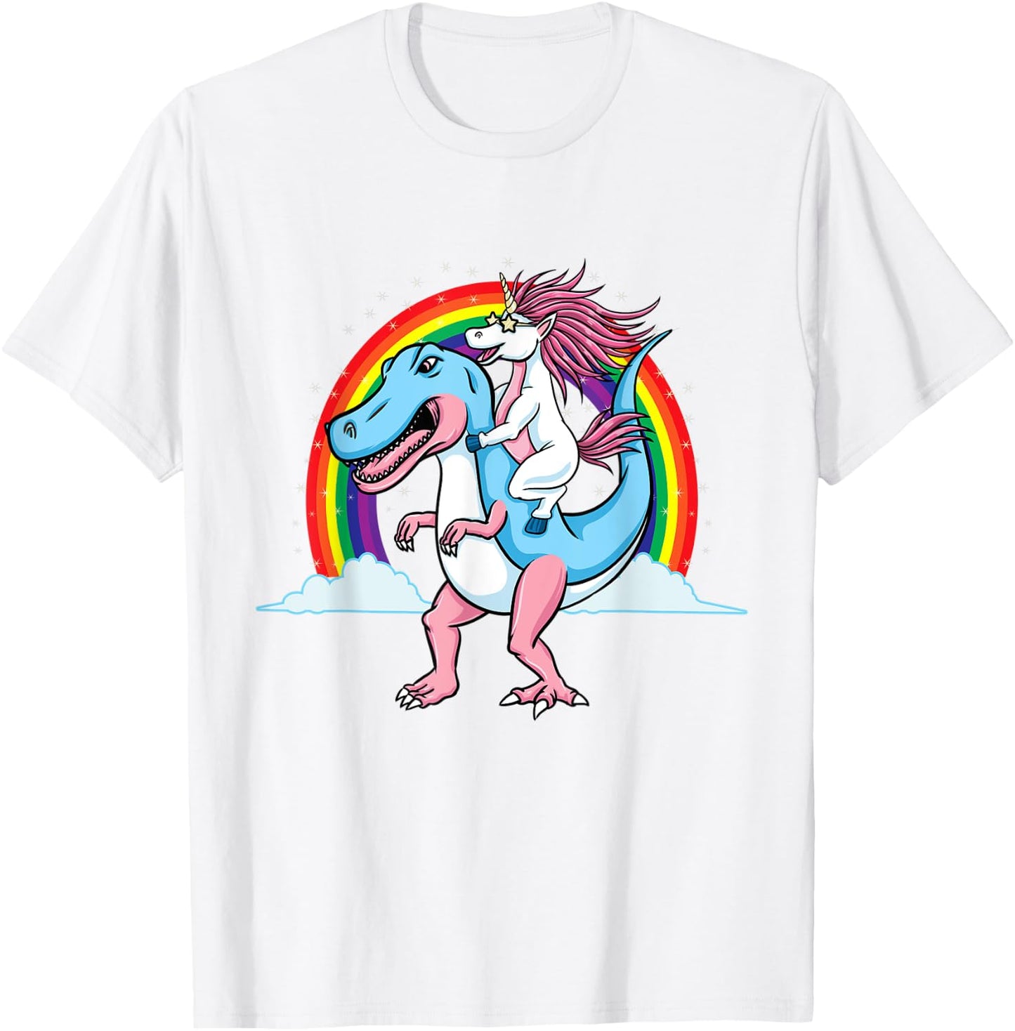Unicorn Riding Trans Pride Dinosaur Transgender T-Shirt - T-Shirt | White