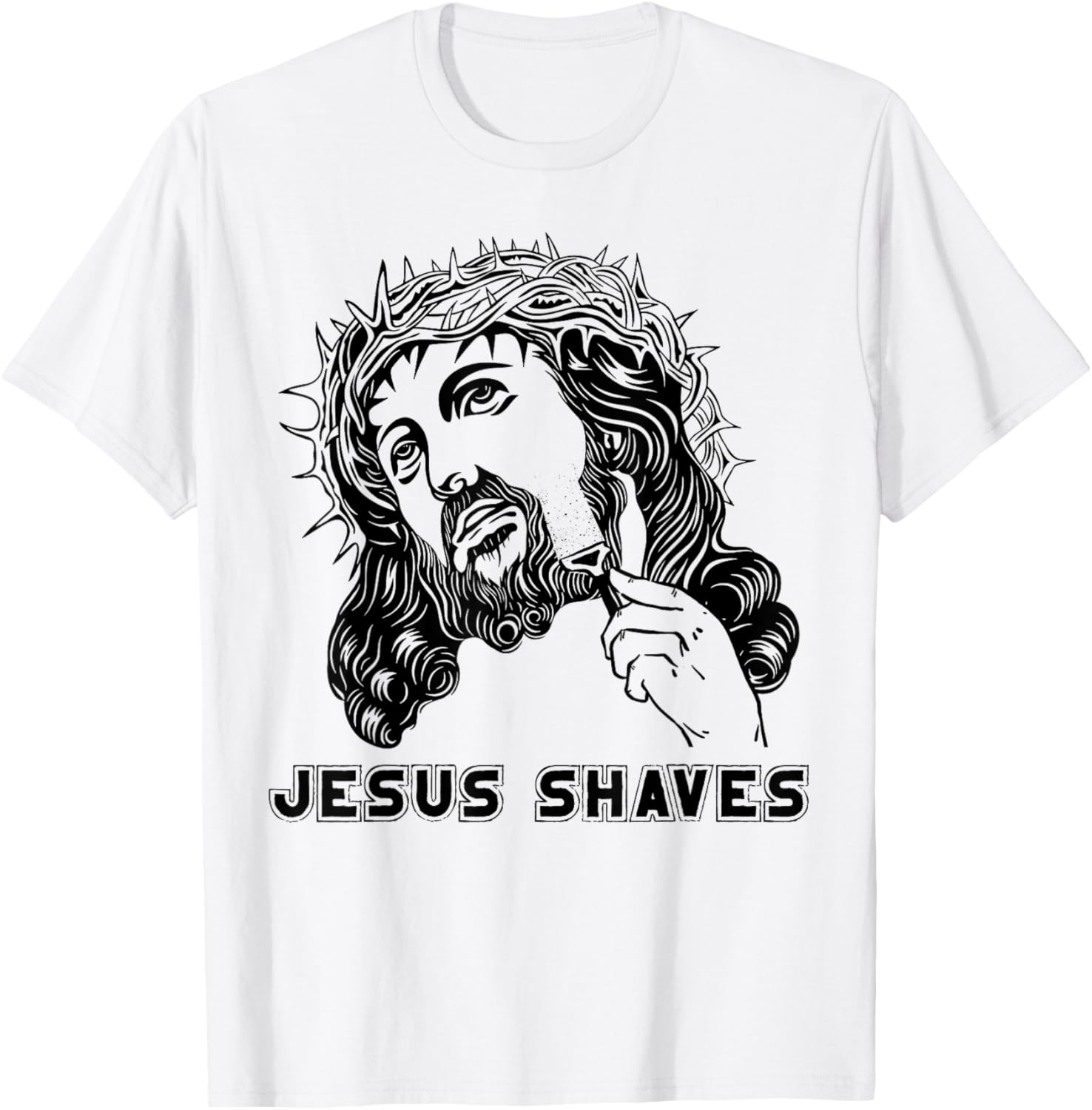 Jesus Shave Christian God Bible Cross Faith T-Shirt - T-Shirt | White
