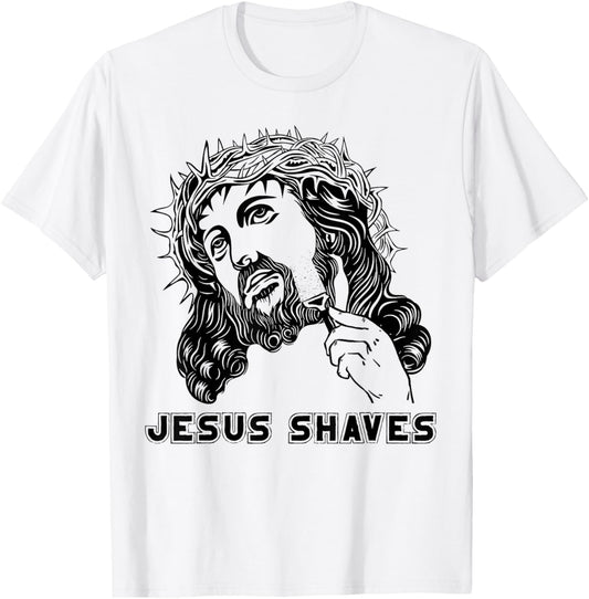 Jesus Shave Christian God Bible Cross Faith T-Shirt - T-Shirt | White