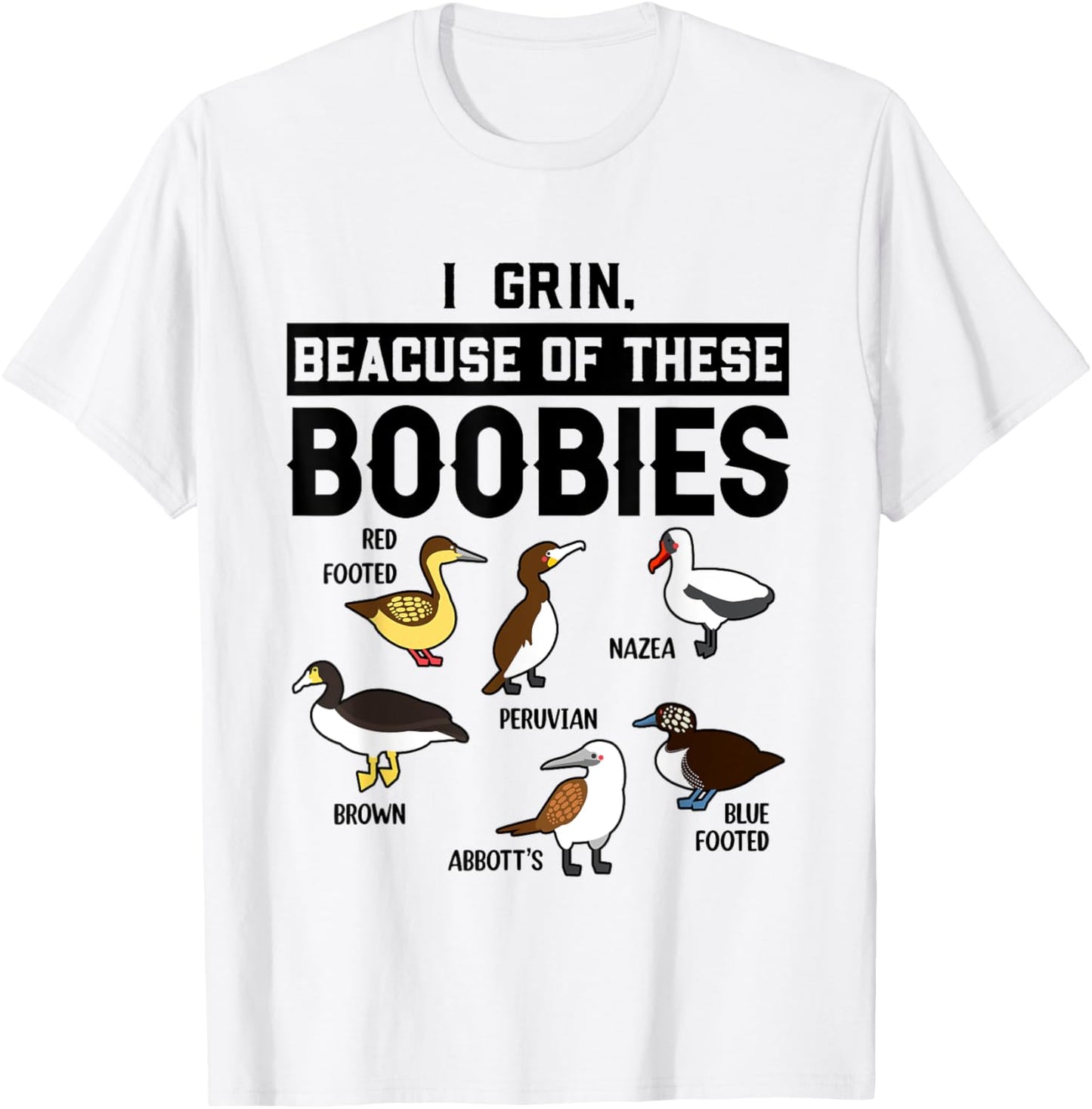 Funny Booby Seabirds Collection Bird Watching Ornithologist T-Shirt - T-Shirt | White
