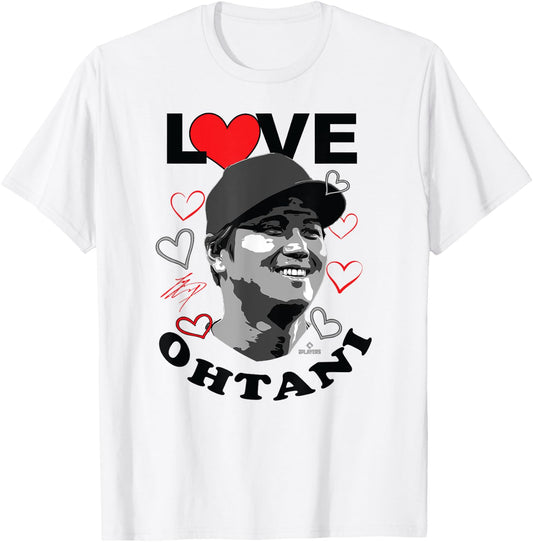 Love Shohei Ohtani Valentine Los Angeles Baseball MLBPA T-Shirt - T-Shirt | White