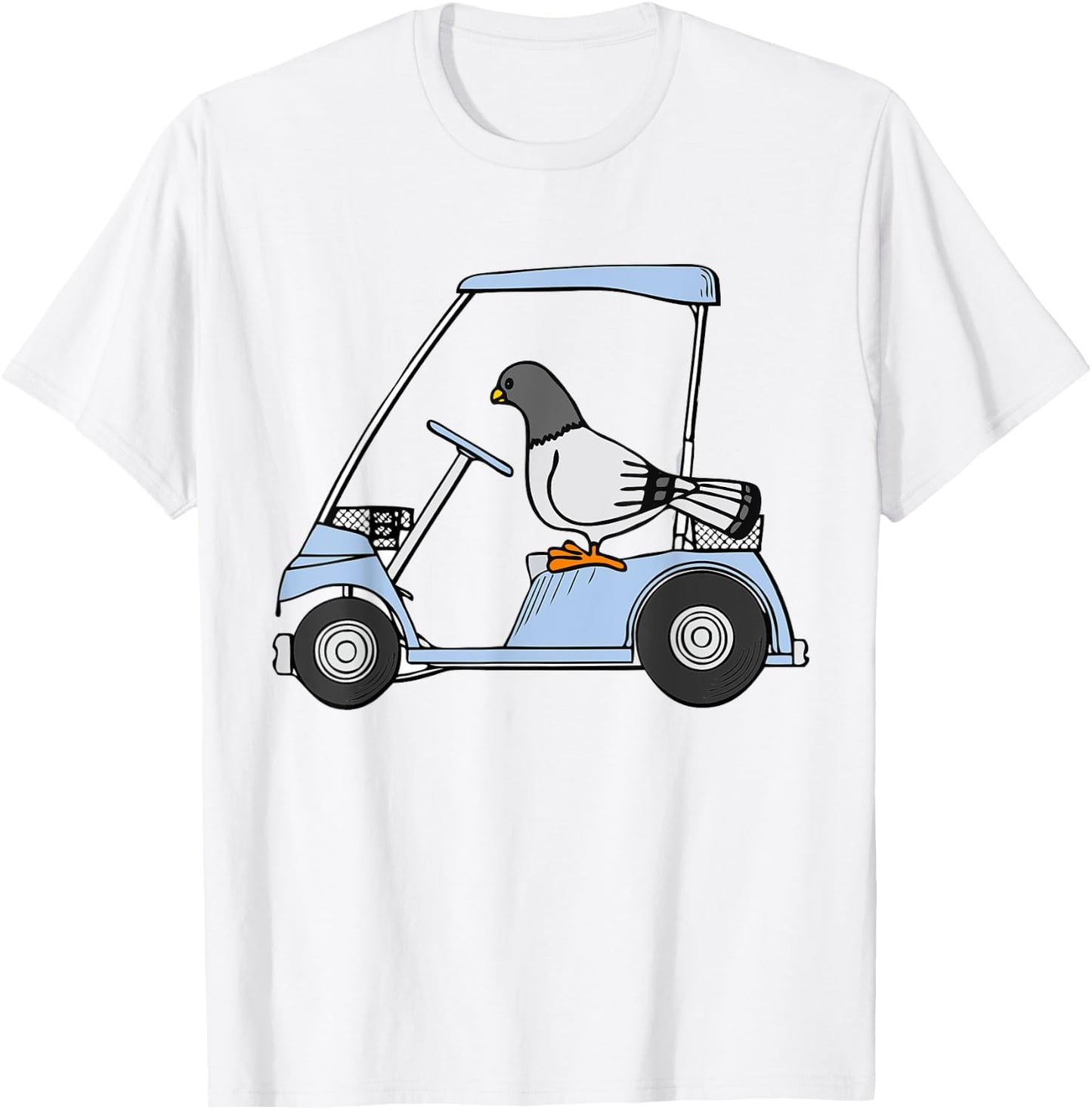 Golf Cart Shirt Cute Golf Cart with Bird for Kids T-Shirt - T-Shirt | White