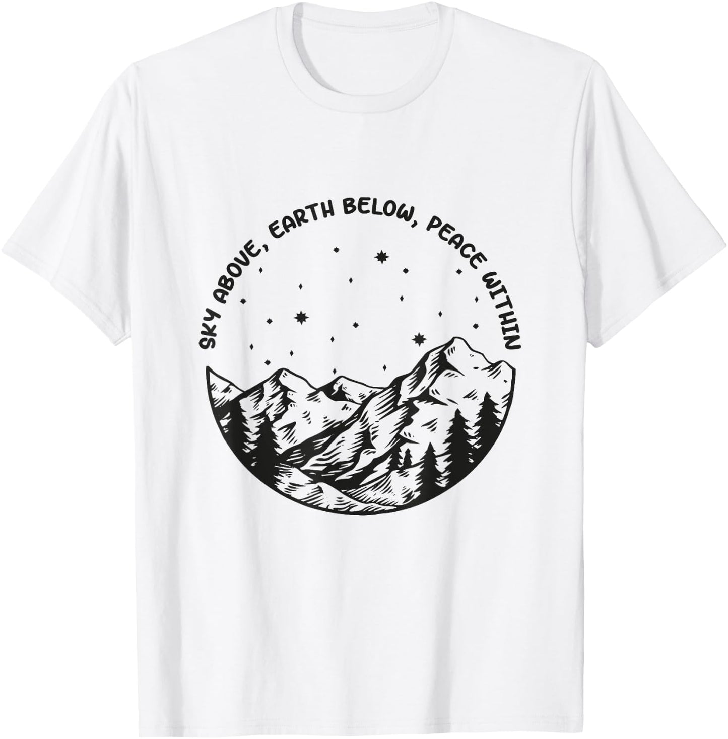 Sky Above Earth Below Peace Within Yoga Meditation T-Shirt - T-Shirt | White