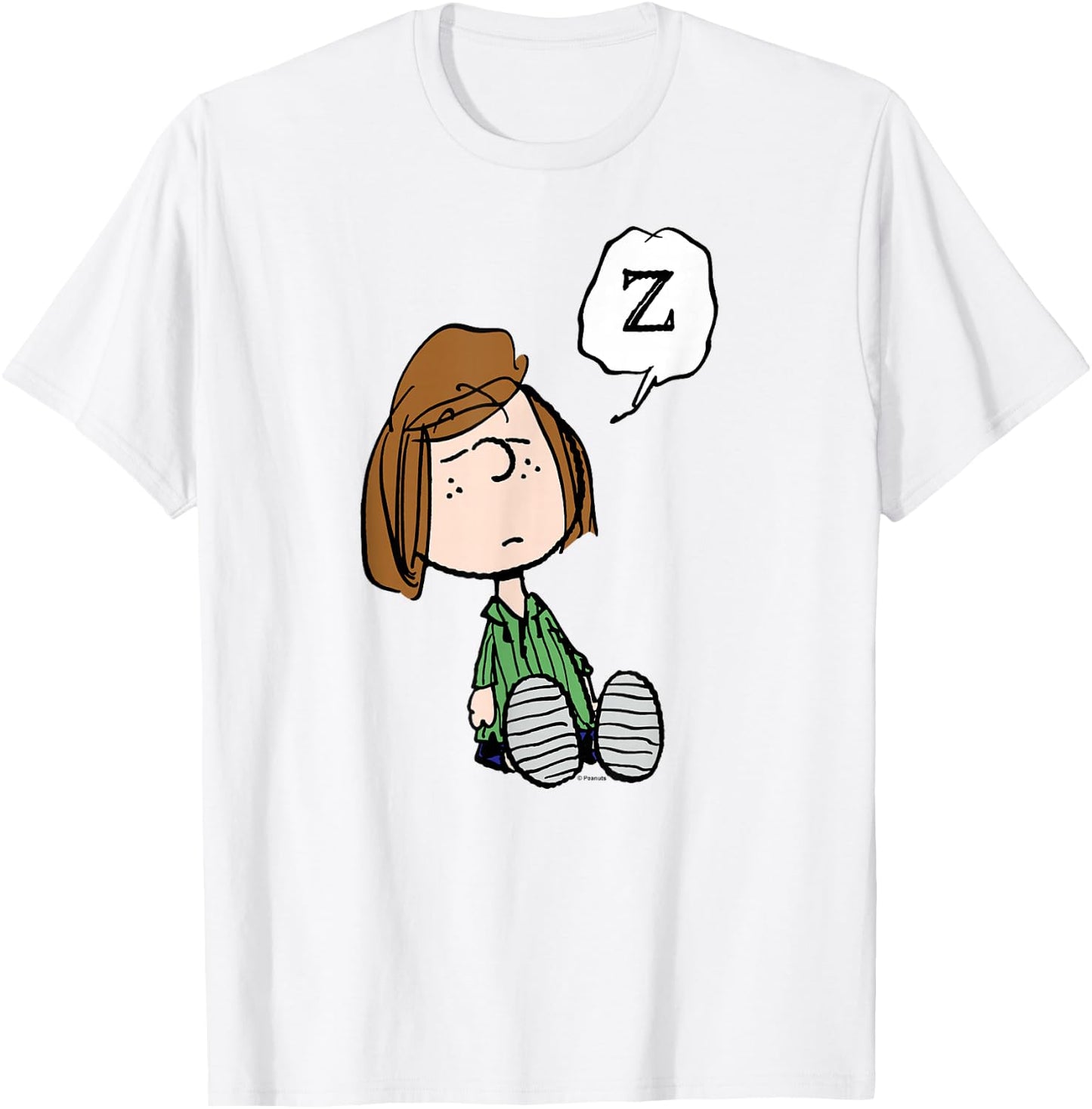 Peanuts Peppermint Patty Doze Blue Cartoon - -Adults, Boys - Short Sleeve, Classic Fit, Small T-Shirt - T-Shirt | White