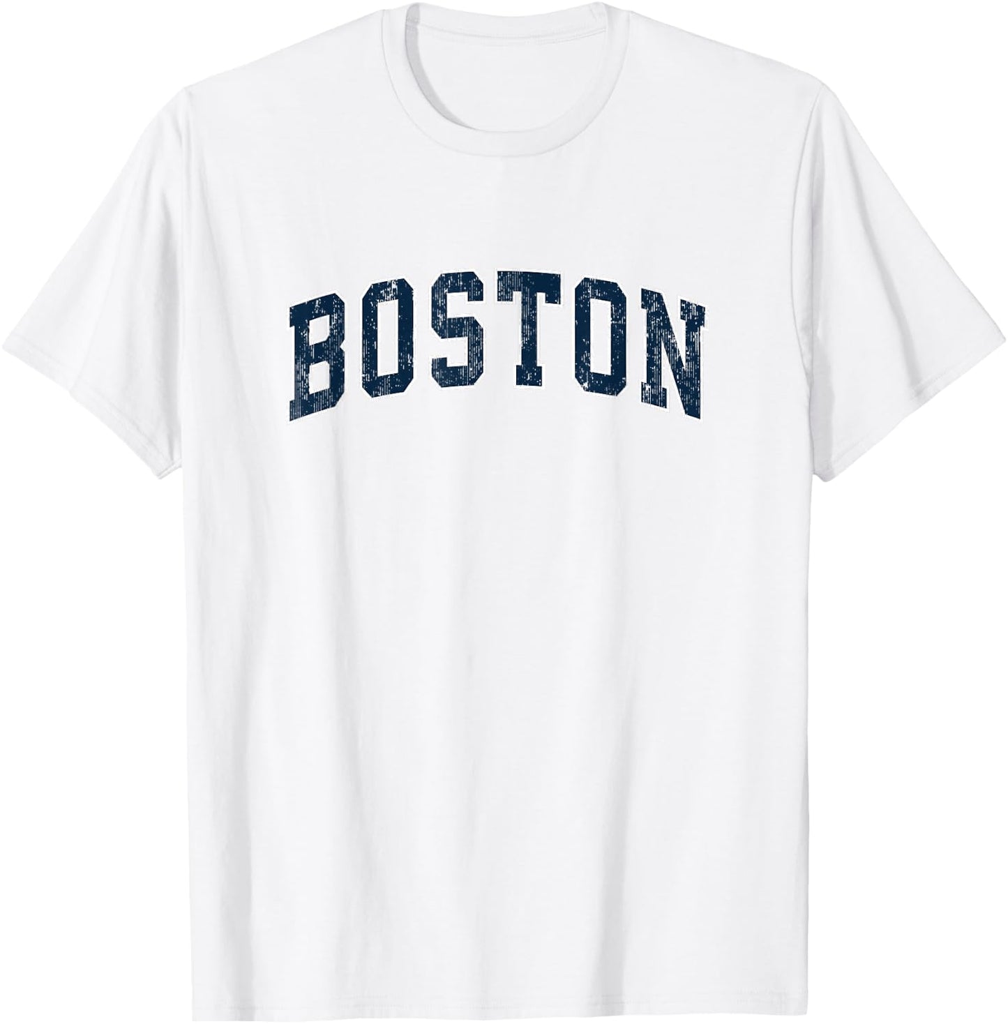 Boston Massachusetts MA Vintage Sports Design Navy Design T-Shirt - T-Shirt | White