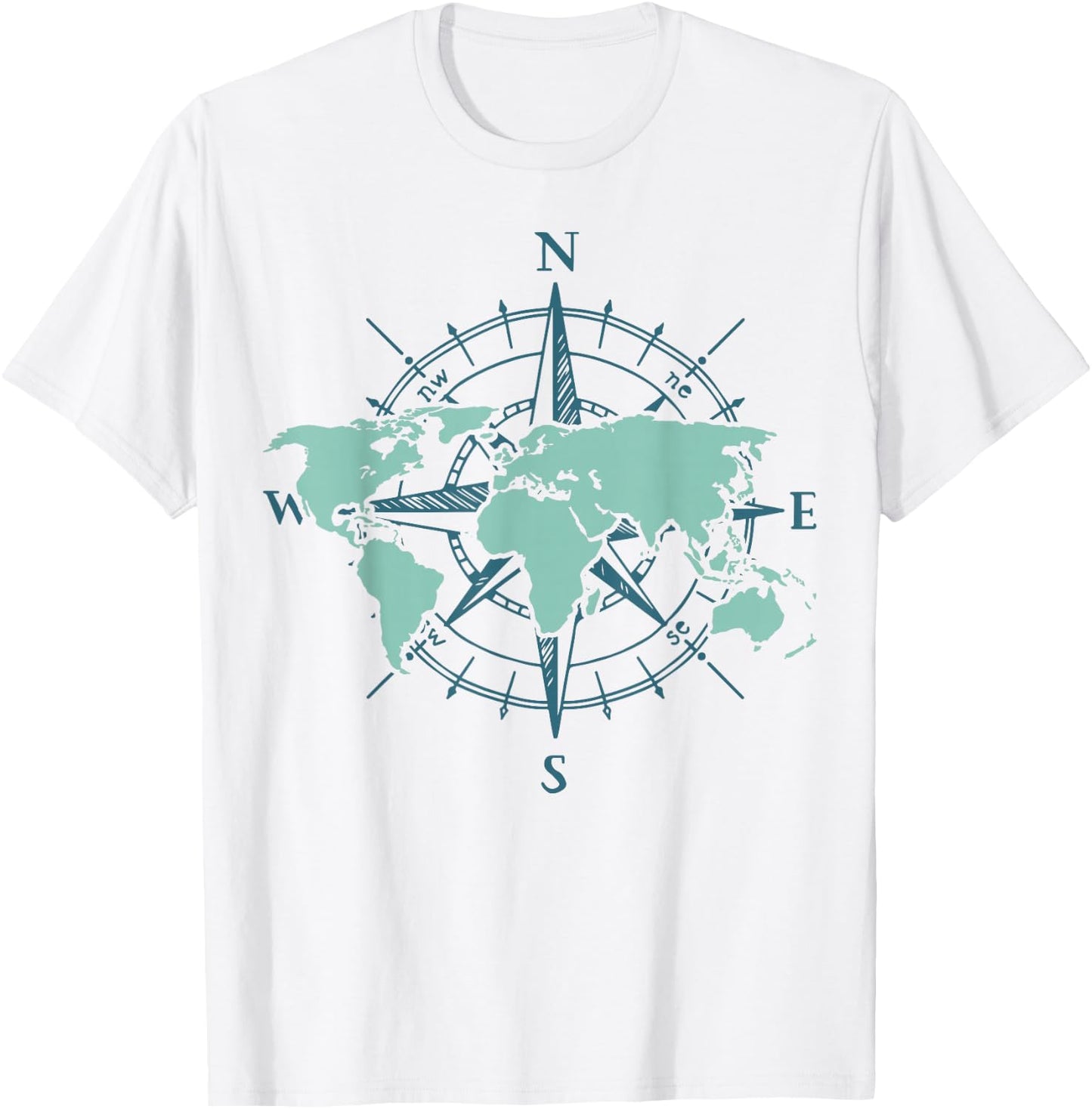 Travel Compass World Travel Map Globe World Map T-Shirt - T-Shirt | White