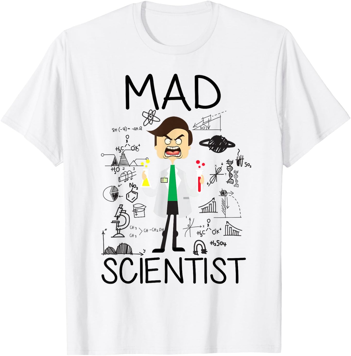 Mad Scientist Shirt Kids Boys Youth Funny Science Teacher T-Shirt - T-Shirt | White