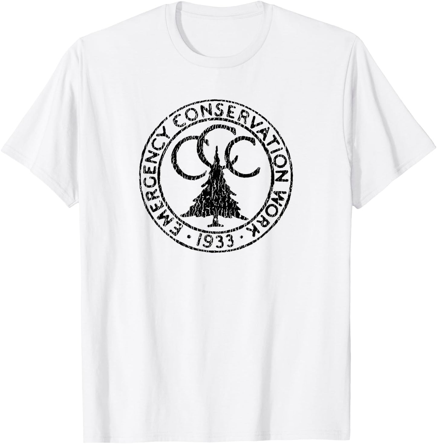 Giant Step Design Co. Civilian Conservation Corps CCC Logo Retro Distressed T-Shirt - T-Shirt | White