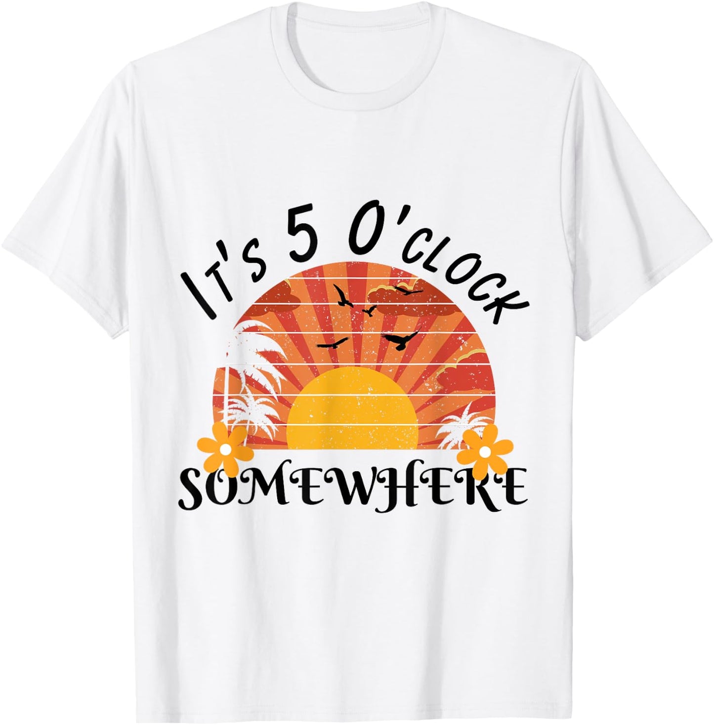 It's 5 O'Clock Somewhere Beach Sunset Vacation shirt Men Women Kids T-Shirt - T-Shirt | White