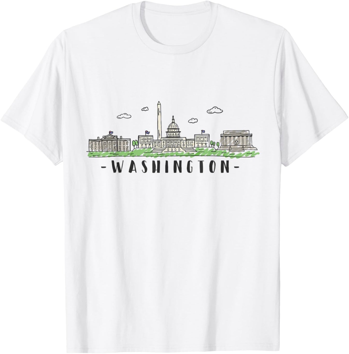 Washington DC Skyline Vintage T-Shirt - T-Shirt | White