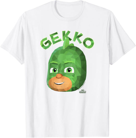 PJ Masks Gekko Power Hero Big Face Art Logo T-Shirt - T-Shirt | White