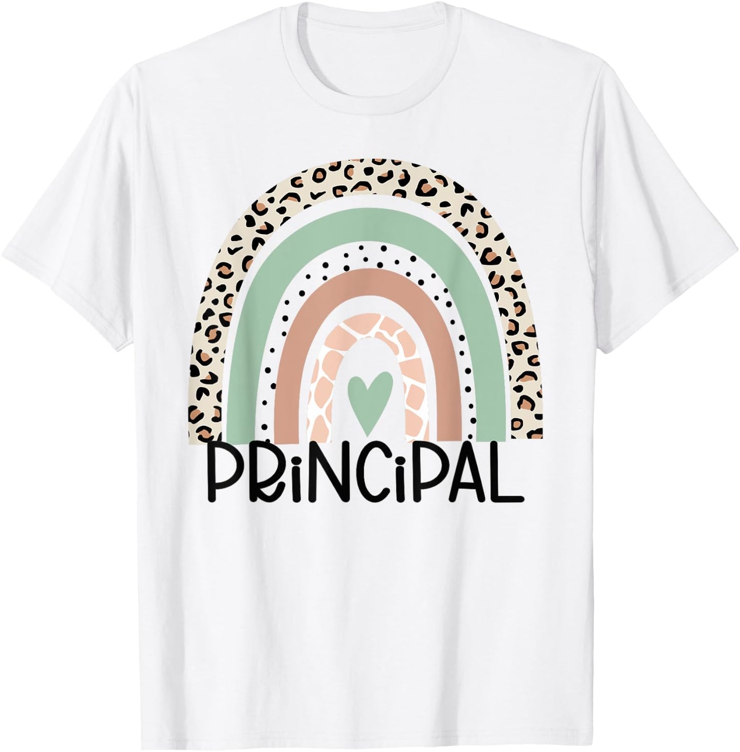 Principal Rainbow Leopard Funny Principal Appreciation T-Shirt - T-Shirt | White