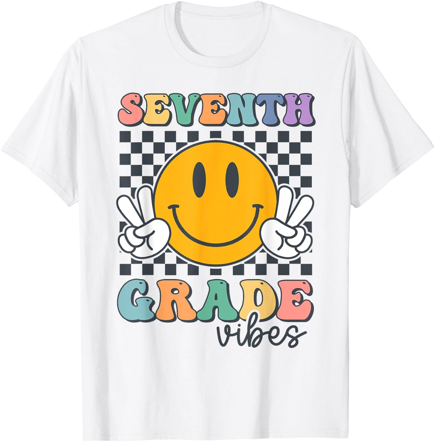 Seventh Grade Vibes Cute Smile Back To School 7th Grade Team T-Shirt - T-Shirt | White