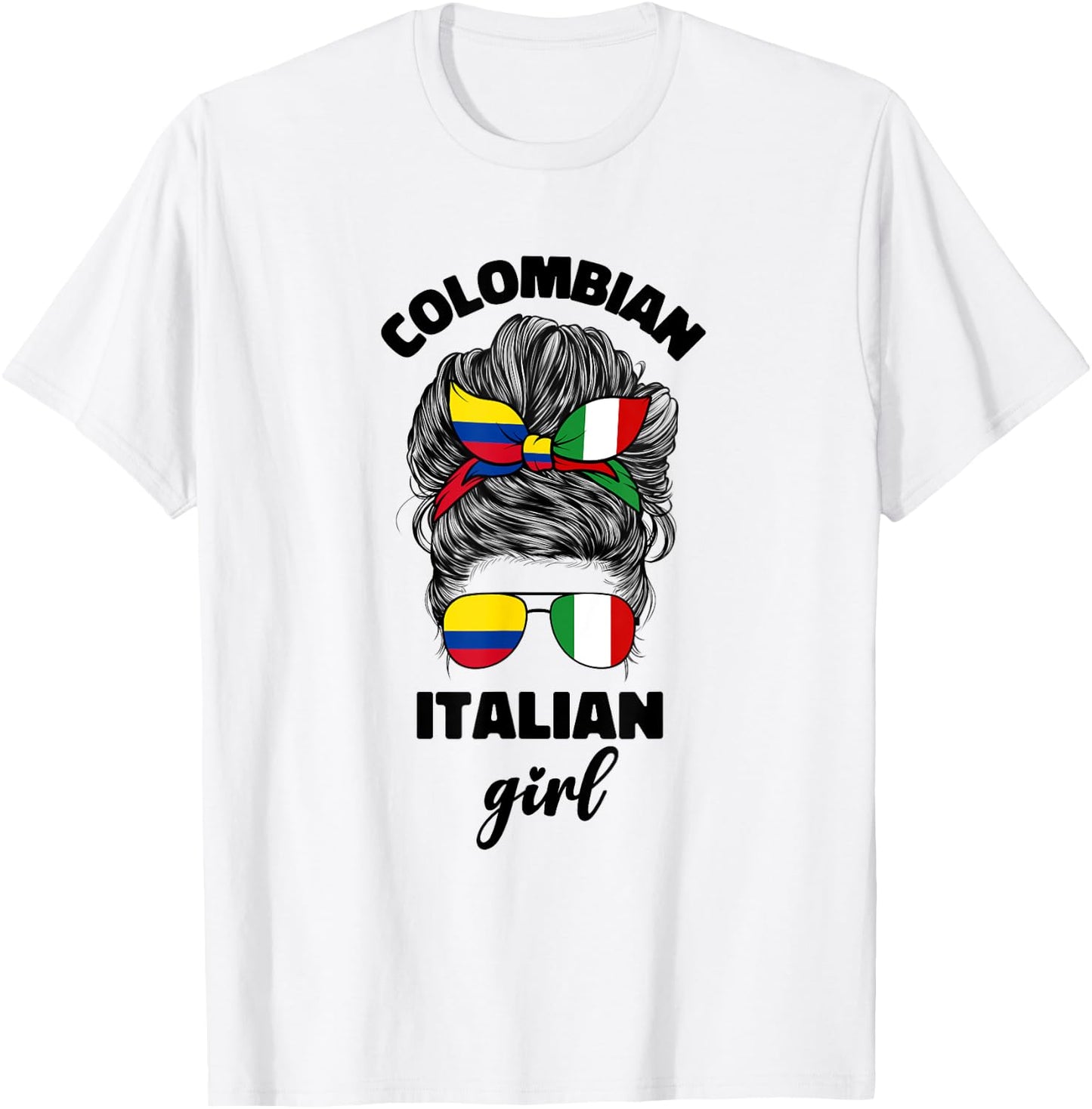 Half Italian And Colombian Colombia Italy Flag Girl Women T-Shirt - T-Shirt | White