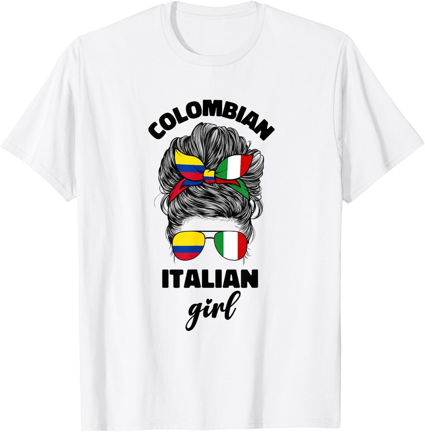 Half Italian And Colombian Colombia Italy Flag Girl Women T-Shirt - T-Shirt | White