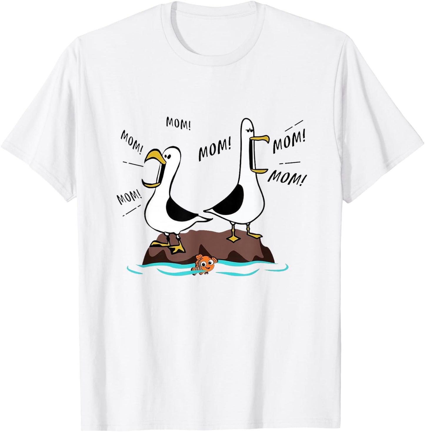 Mom Mom Mom Seagull Family Mother T-Shirt - T-Shirt | White