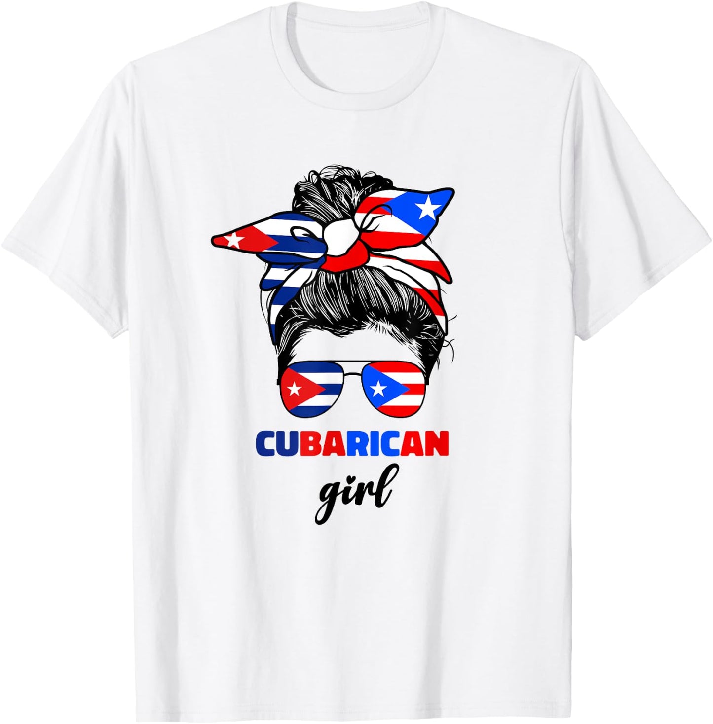 Half Cuban And Puerto Rican Rico Cuba Flag Cubarican Girl T-Shirt - T-Shirt | White