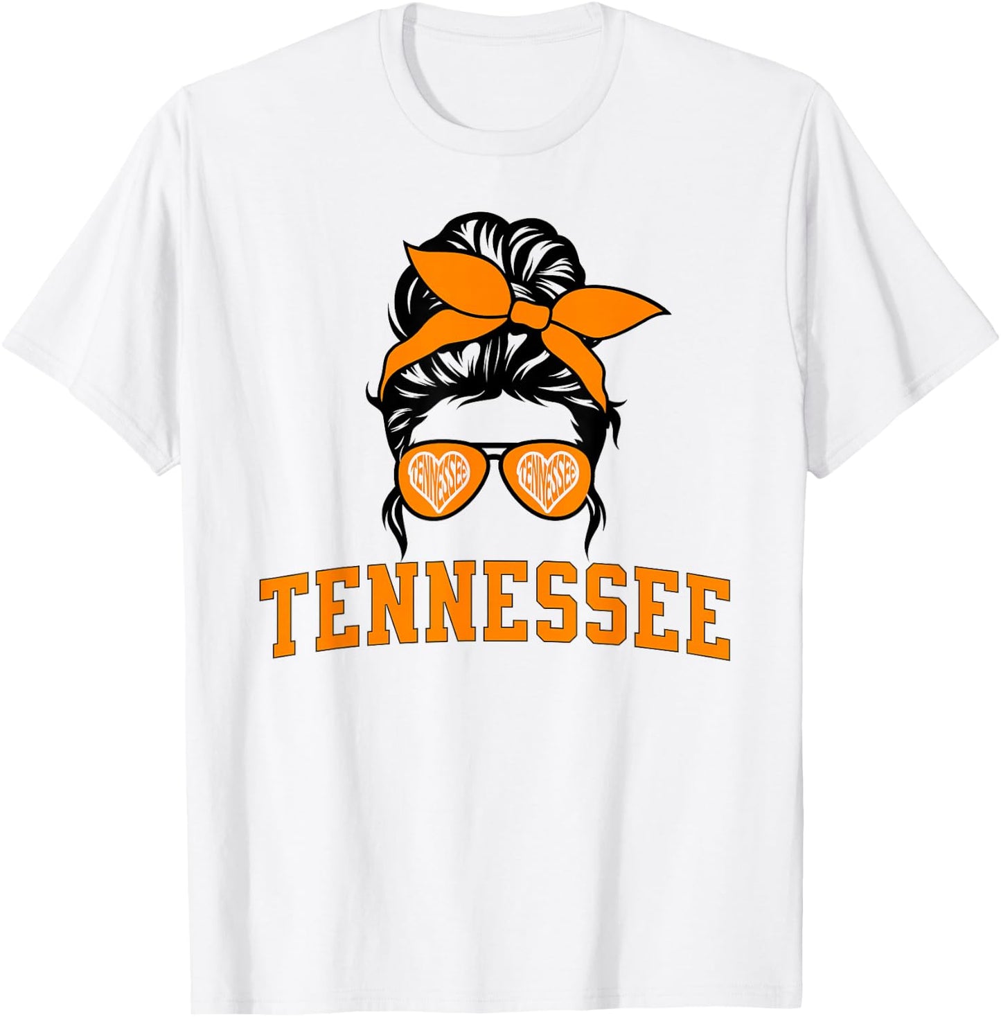 Tennessee State Women's Kids TN Orange Fan Messy Bun Hair T-Shirt - T-Shirt | White