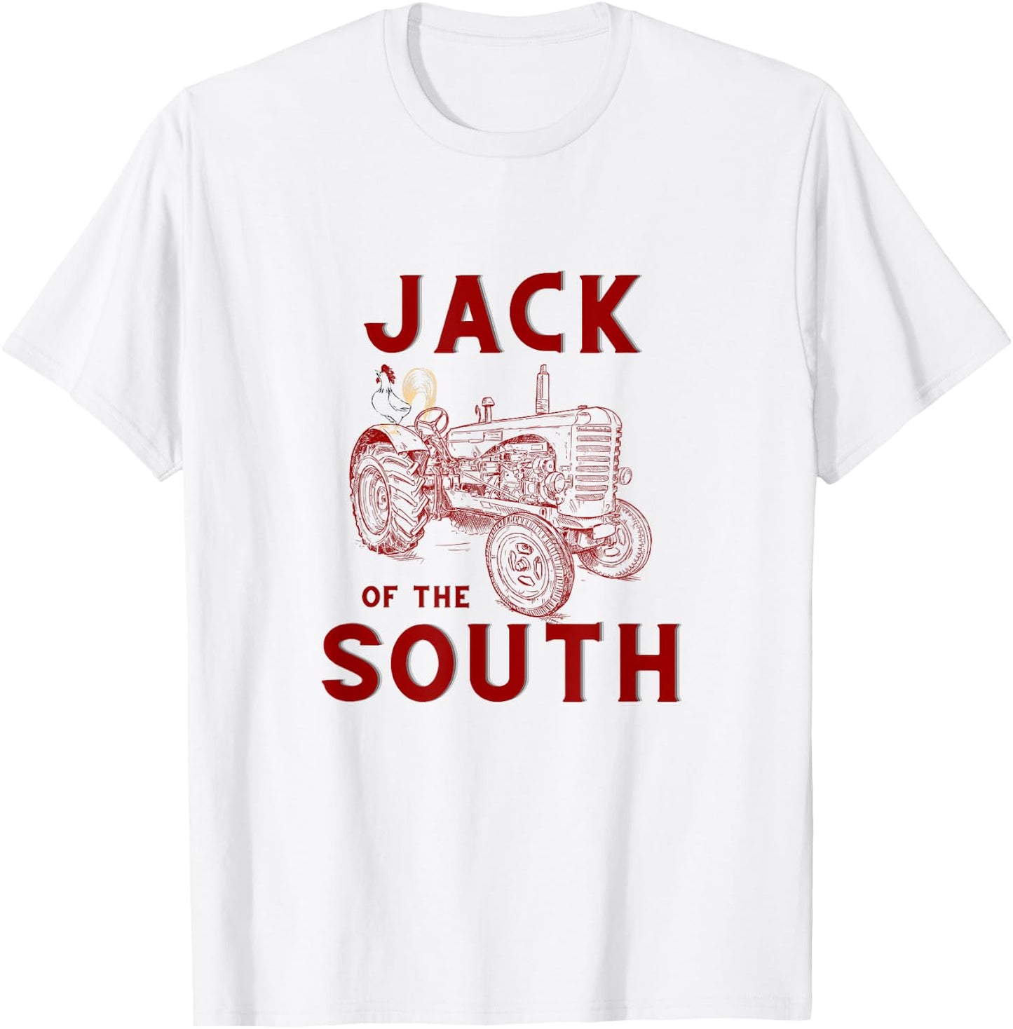 Jack of the South Chicken on Red Tractor Farm Life T-Shirt - T-Shirt | White