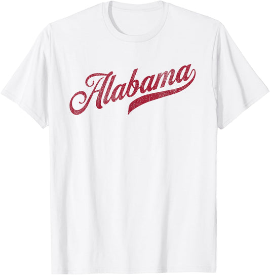 Alabama Varsity Script Classic Sports Jersey Style T-Shirt - T-Shirt | White
