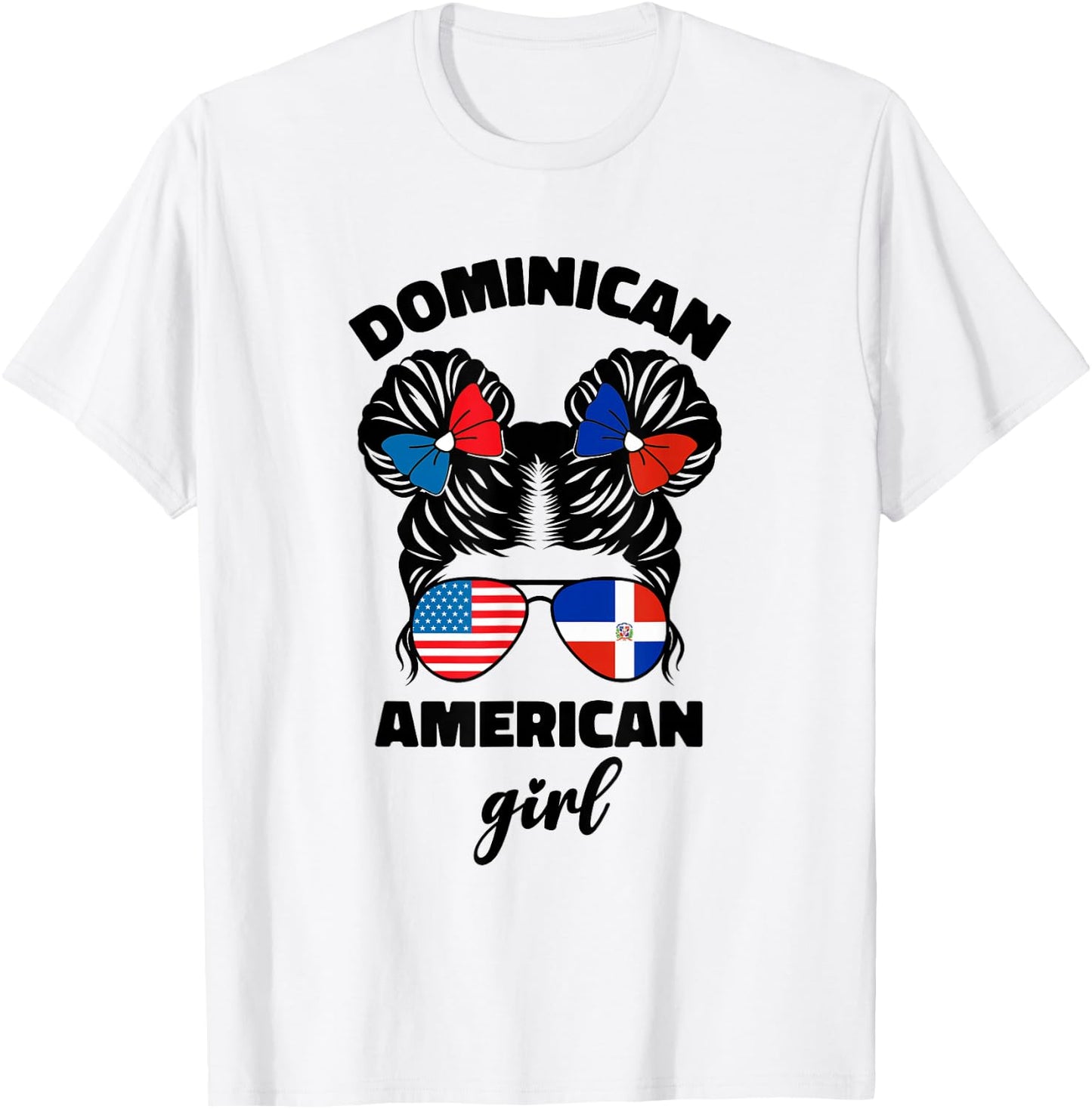 Half Dominican and American Dominicana USA Flag Kids Girl T-Shirt - T-Shirt | White