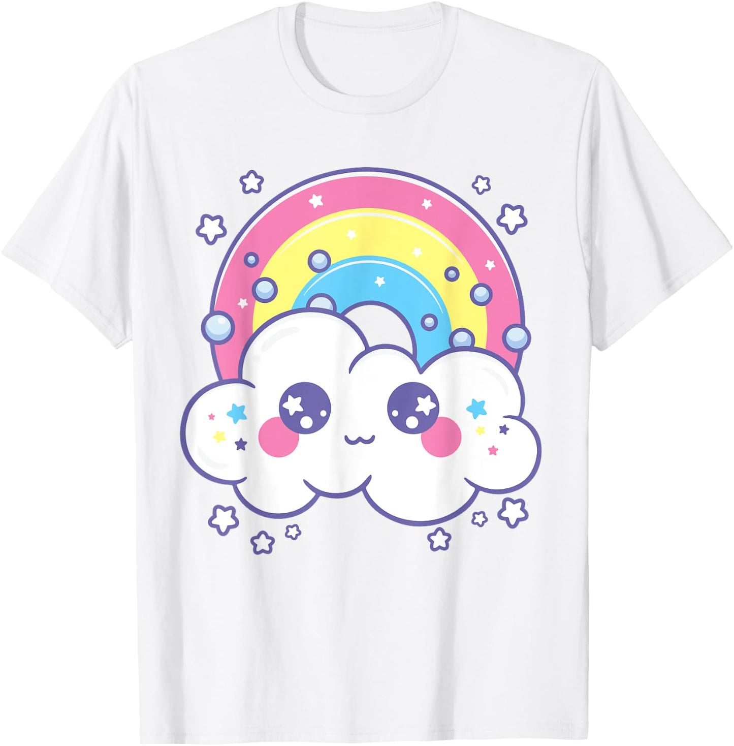 Kidcore Aesthetic Kawaii Pastel Rainbow Cloud Alt Clothing T-Shirt - T-Shirt | White